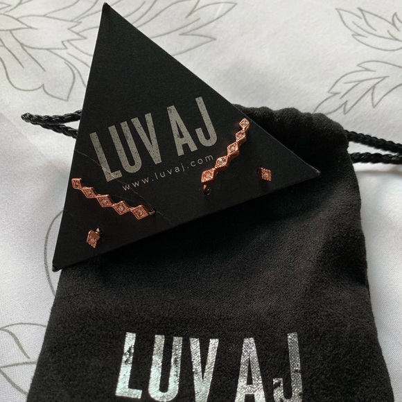 LUV AJ Diamond Kite Crawler Earring Set - Picture 3 of 4